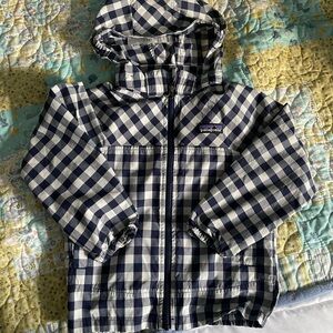 3T Patagonia Navy and White Gingham Hooded Windbreaker